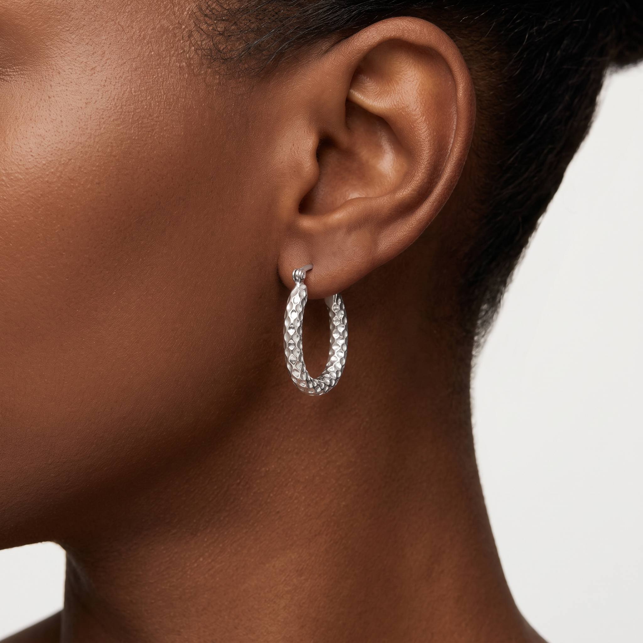 Women's High-Quality Stainless Steel Oval Ear Studs with C-Shaped Ring, Elegant Design